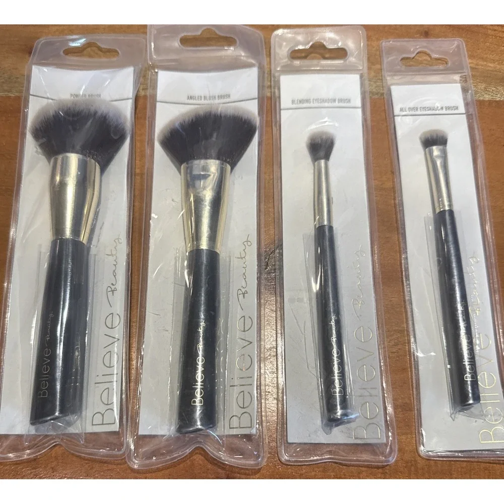 Believe Beauty Makeup Brush Set Powder Blending Blush Eyeshadow 4pc NEW